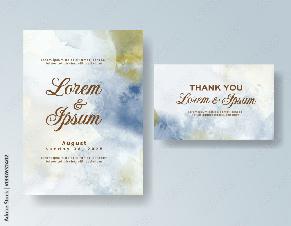 Wedding invitation with abstract splash watercolor Wedding invitation with abstract splash watercolor