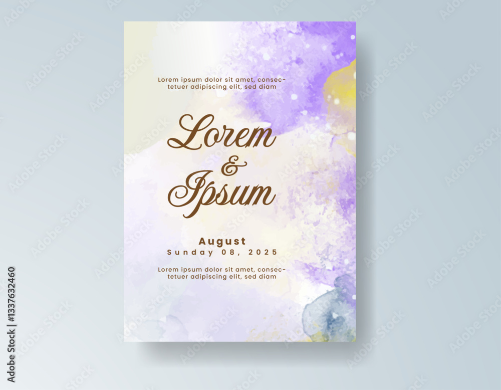 Wedding invitation with abstract splash watercolor Wedding invitation with abstract splash watercolor