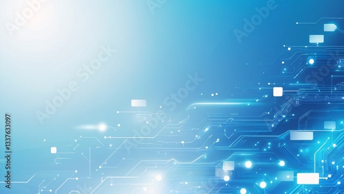 Futuristic Abstract Blue Technology Background with Digital Data Elements