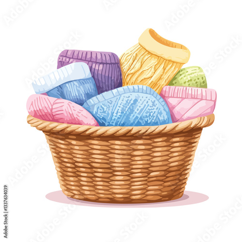 Colorful Wicker Laundry Basket Filled with Vibrant Paste