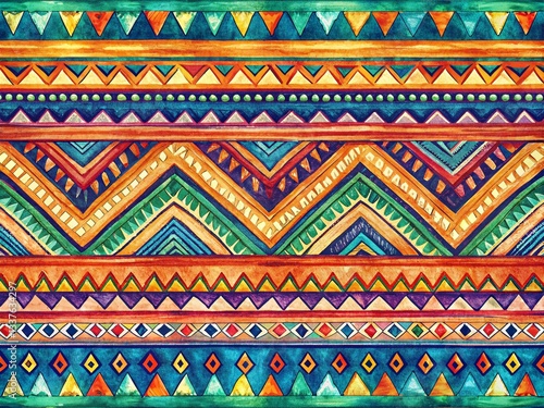 Exotic Tribal Gouache Brush Stroke Pattern Background