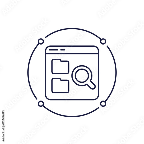 directory search icon with folders in line design
