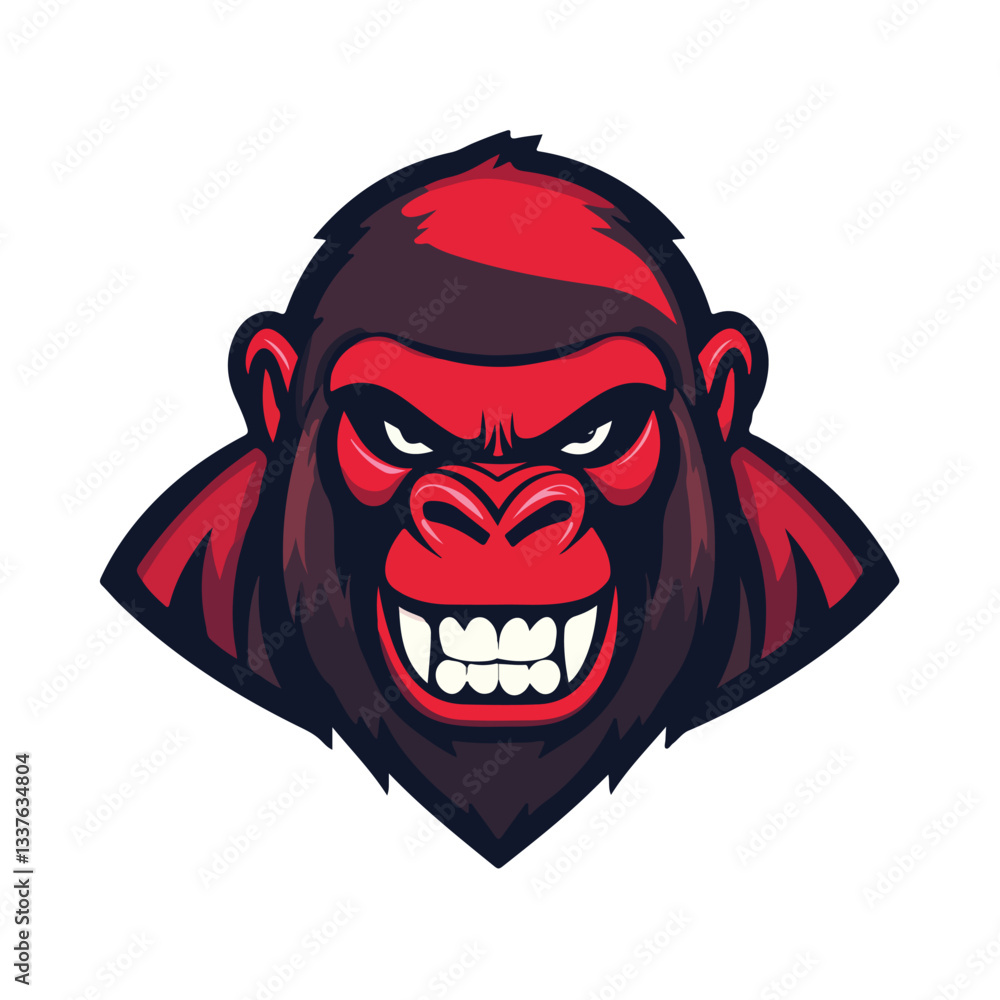 Fototapeta premium Wild Angry Gorilla Head Face Vector Illustration