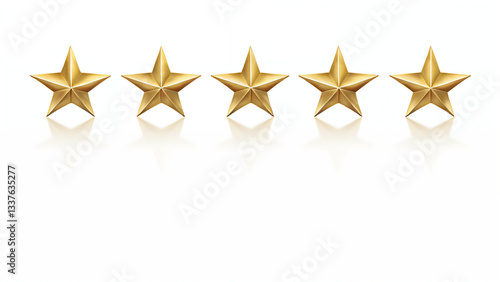 five gold stars on white background