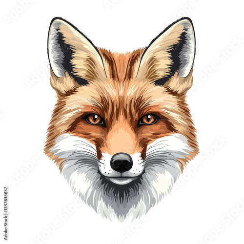 Stylized Red Fox Vulpa Head Face Design Vector Illustration