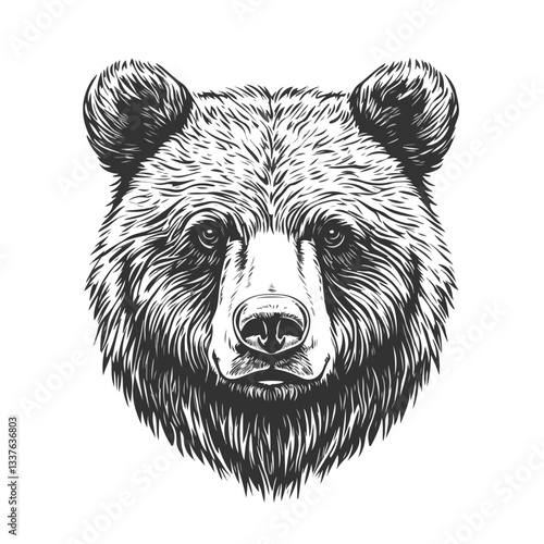 Wild Brave Grizzly Bear Head Mascot Illustration