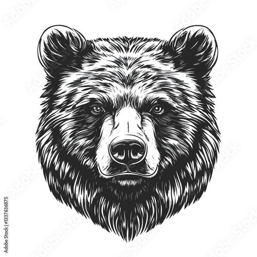 Wild Brave Grizzly Bear Head Mascot Illustration