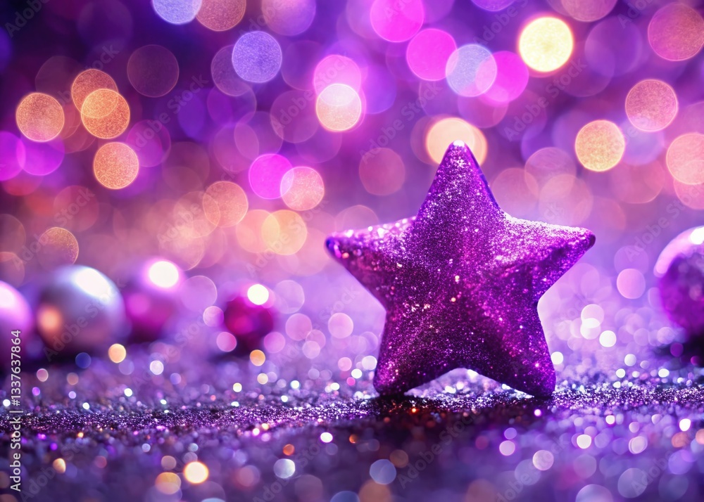 Festive Violet Glitter Bokeh Background: Abstract Double Exposure Holiday Texture Festive Violet Glitter Bokeh Background: Abstract Double Exposure Holiday Texture