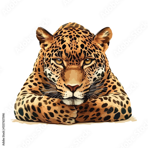 Majestic Wild Jaguar Leopard Full Body Vector Illustration