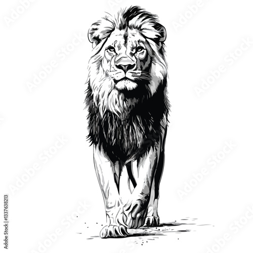Wild Lion Full Body Vector Illustration - Zoology