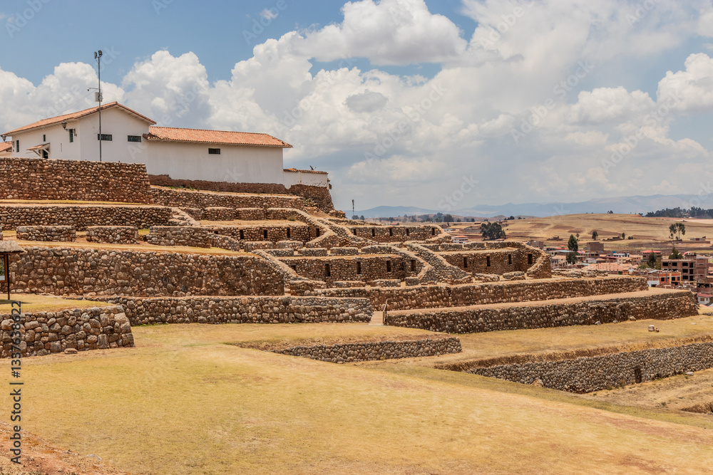 Inca agricultural terraces in Chinchero town, Peru