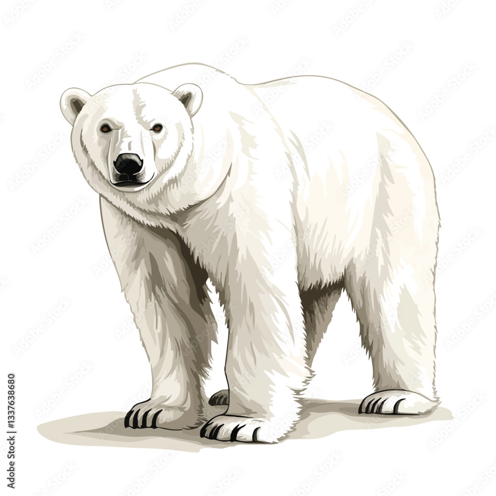 Fototapeta premium Wild Polar Bear Full Body Vector Illustration