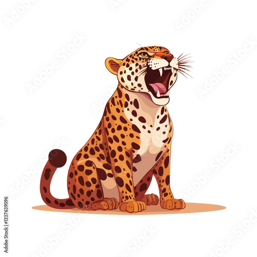 Wild Roaring Jaguar Leopard Full Body Vector Illustration