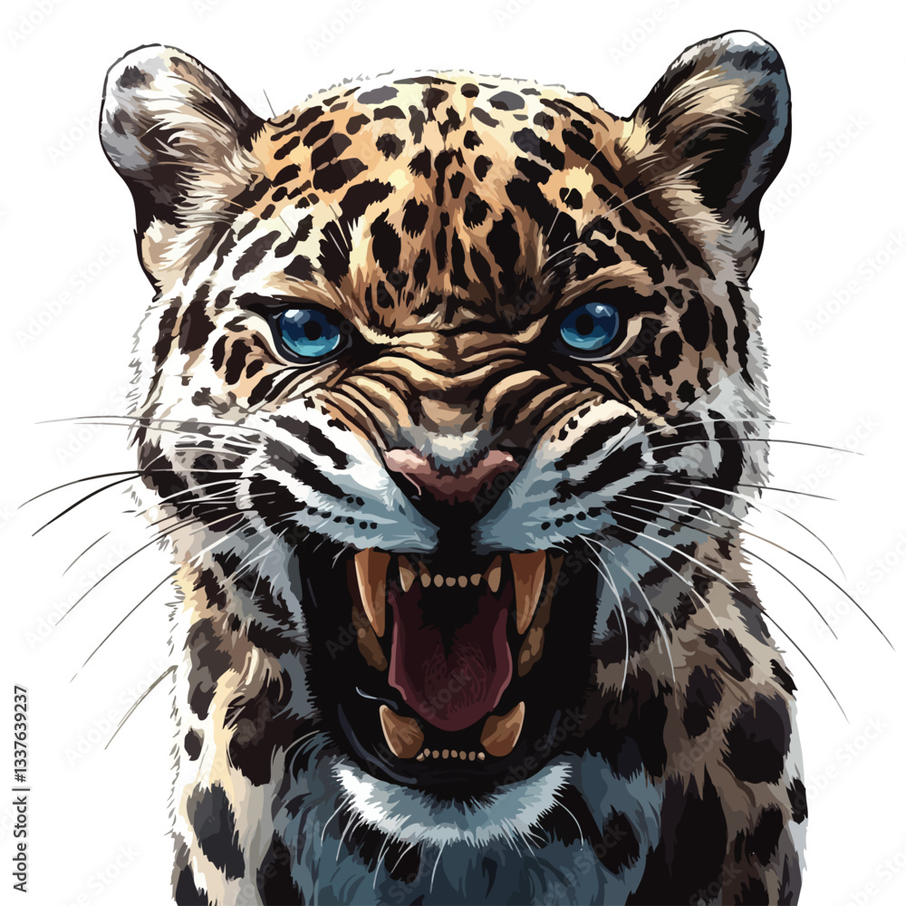Obraz premium Wild Roaring Jaguar Leopard Full Body Vector Illustration