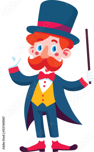 Funny Circus Magician Performer Cartoon
