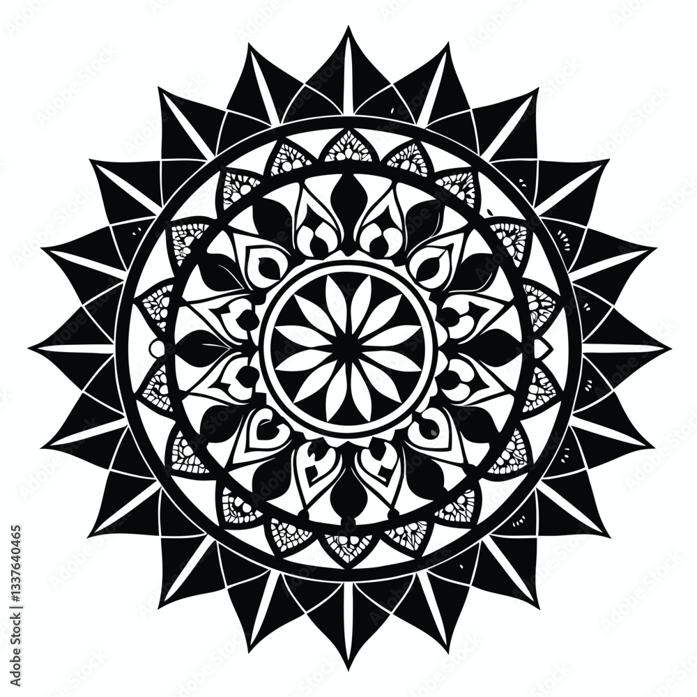 Black Mandala Pattern in Vector Silhouette Format Black Mandala Pattern in Vector Silhouette Format