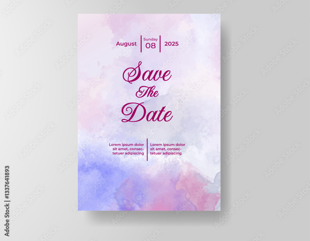 Wedding invitation with abstract splash watercolor Wedding invitation with abstract splash watercolor