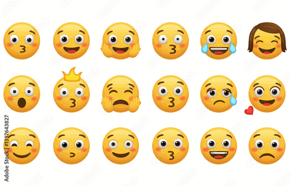 set of smiley faces set of smiley faces