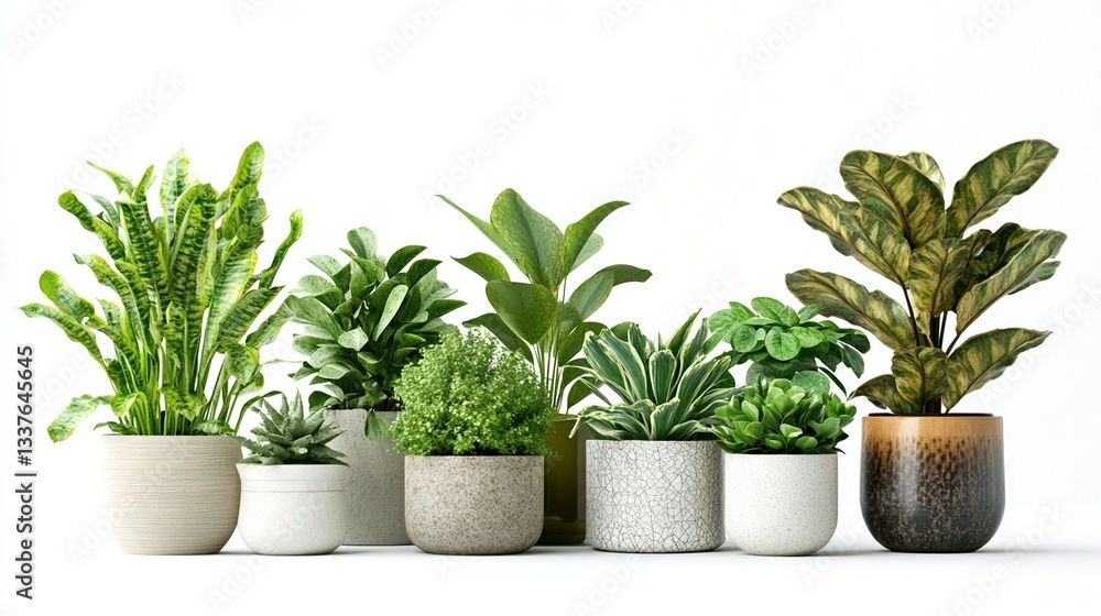 Collection of potted indoor plants. (3) Collection of potted indoor plants. (3)