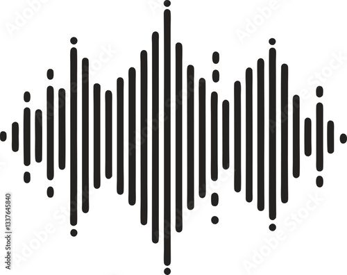 Black Halftone Sound Waves – Audio Waveform Vector Illustration
