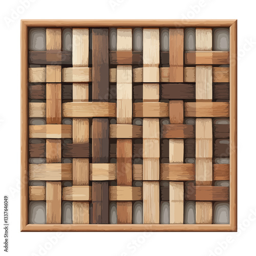 Elegant Wooden Wall Panel with Geometric Light Pattern