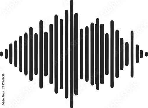 Black Halftone Sound Waves – Audio Waveform Vector Illustration