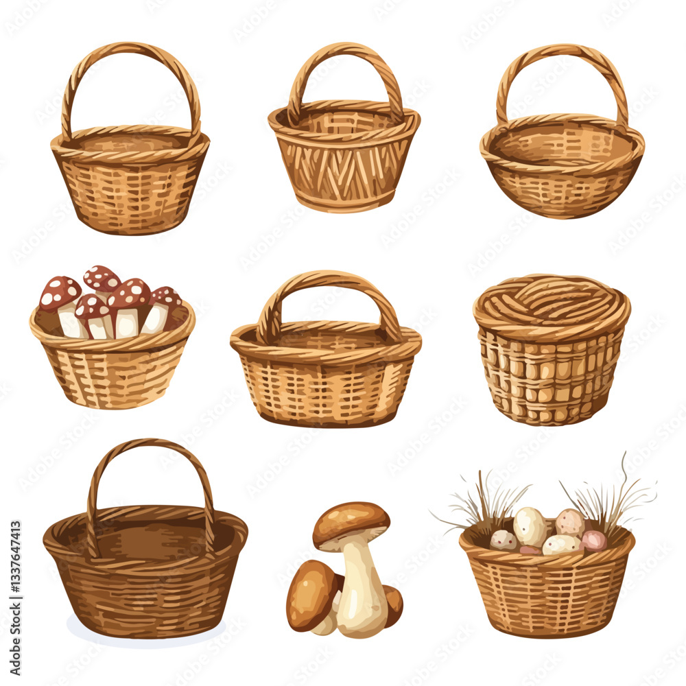 Obraz premium Rustic Wicker Basket Set - Versatile and Stylish Collection for Home