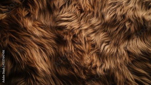 Brown faux fur wild untamed earthy texture. Premium faux fur background