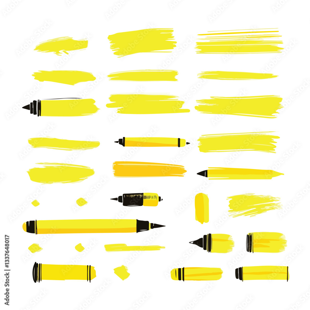 Vibrant Yellow Highlighter Elements for Professional Use Vibrant Yellow Highlighter Elements for Professional Use