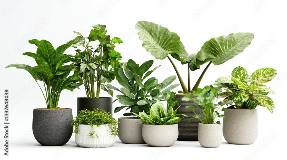 Collection of potted houseplants. (1) Collection of potted houseplants. (1)