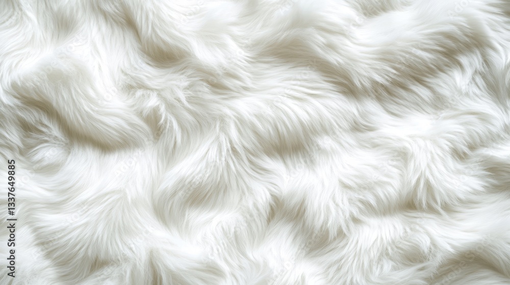Obraz premium White faux fur with soft wavy texture. Faux fur background