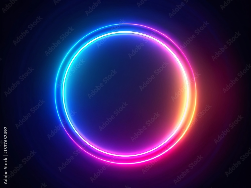 Obraz premium Glowing Neon Circle Ring Speed Light Effect Abstract Background