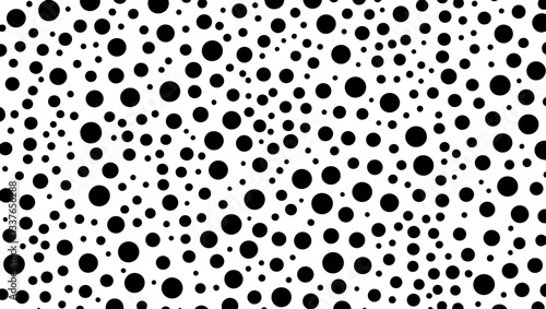 Black and white seamless polka dot pattern with circles Monochrome, dotted vector background. Geometric abstract Halftone random circles random dots pattern texture illustration. EPS 10 Pro Vector 