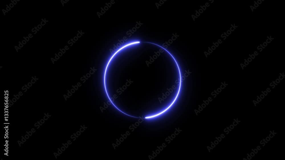 Neon glowing circle loop animation on black background Neon glowing circle loop animation on black background