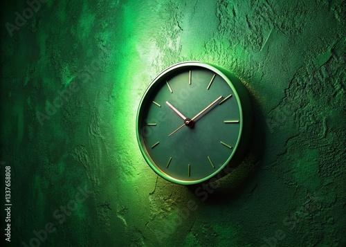 Wallpaper Mural Green Wall Clock Night Photography: Time Flies, Even in Darkness Torontodigital.ca