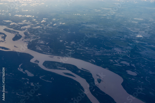 Aerial view of Orinoco river, Venezuela