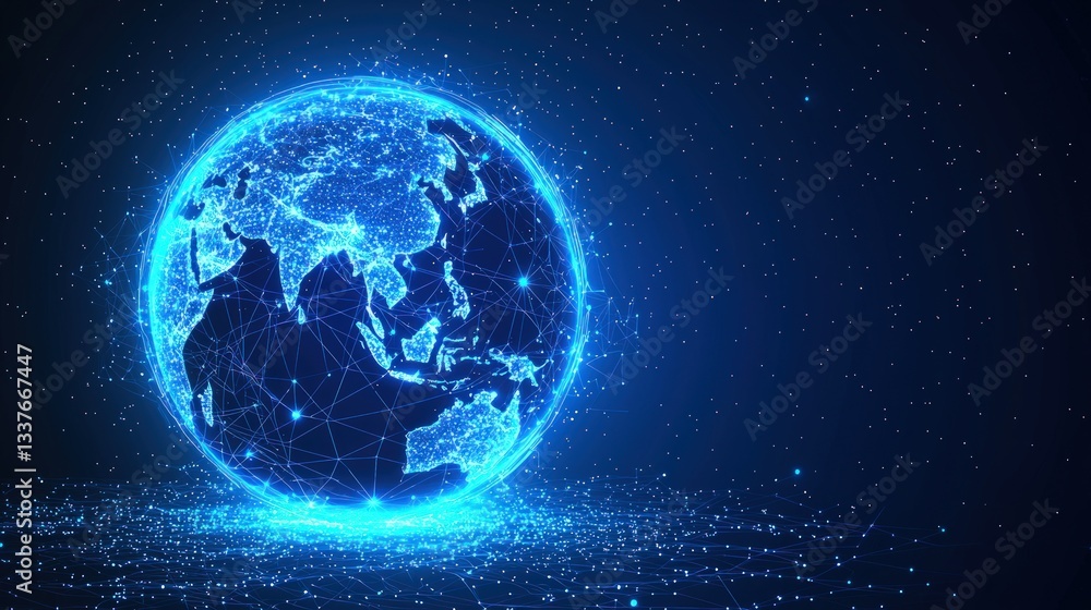 Glowing digital Earth with network connections. Glowing digital Earth with network connections.