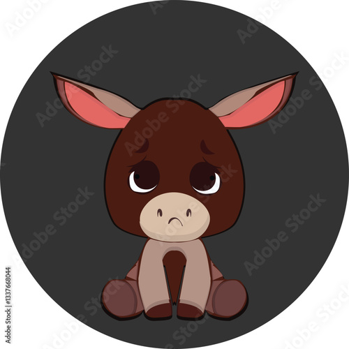 Horse with sad face on dark background.