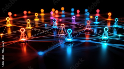 Glowing network of interconnected figures.