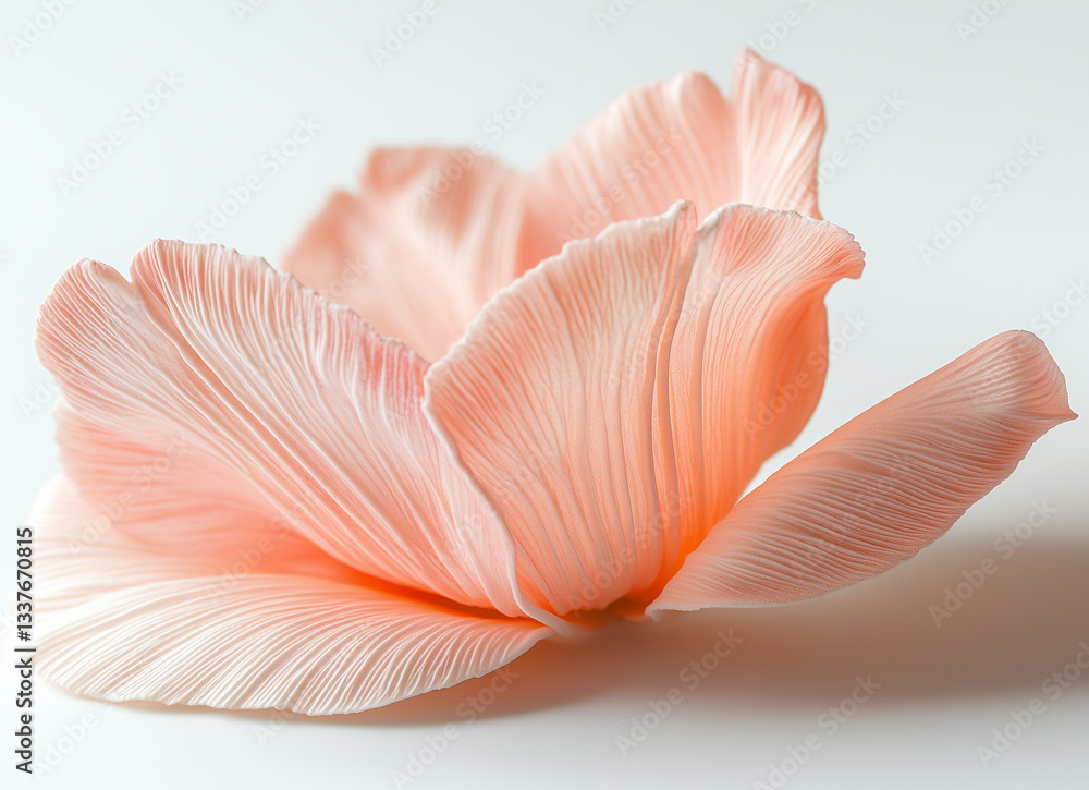 Close-up of a pink tulip petal on a white background, macro Close-up of a pink tulip petal on a white background, macro