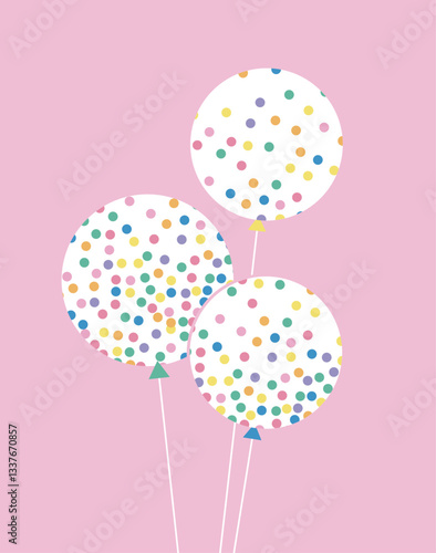 Colorful Polka Dot Balloons On Pink Background