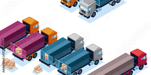 PACKAGE LOADING ILLUSTRATION - TRUCK PARKING HEAD TO HEAD TO LOAD THE BOX PACKAGE