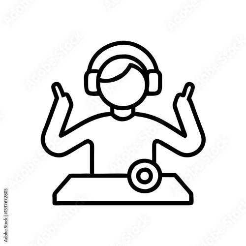 DJ with headphones, music and entertainment icon
