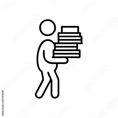 Librarian carrying books, knowledge and education icon