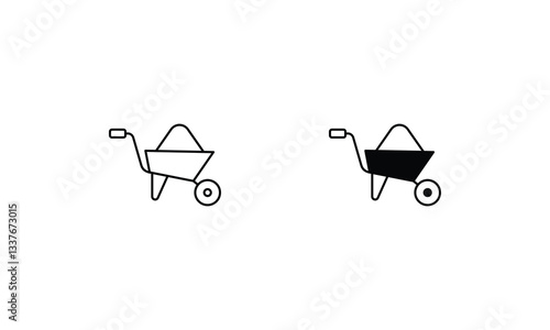 Wheelbarrow vector icons set stock illustration