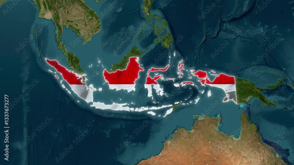 Indonesia Map with Flag, geography of Indonesia