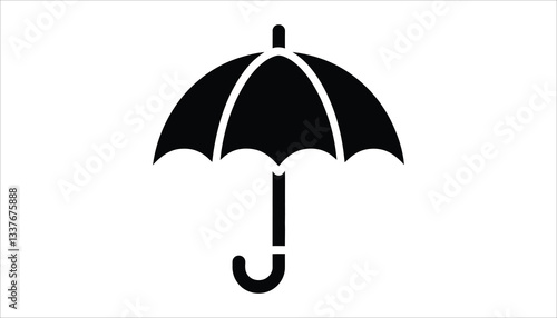 Umbrella Icon. Black Silhouette of Open Rain Protection, Vector Illustration.