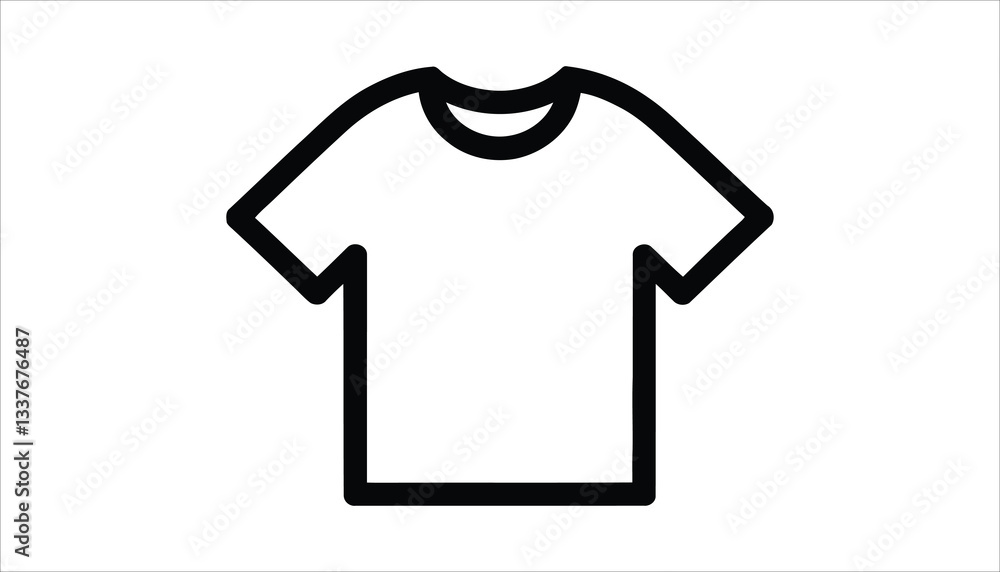 T-shirt Icon. Minimalist Black Outline of Clothing Apparel, Vector Illustration. T-shirt Icon. Minimalist Black Outline of Clothing Apparel, Vector Illustration.