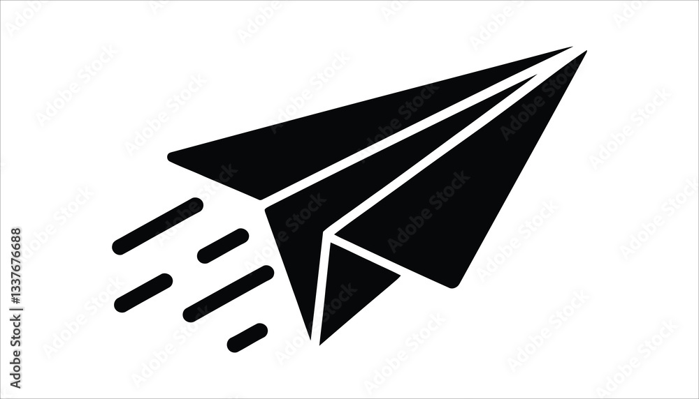 Flying Paper Airplane Icon Vector. Flying Paper Airplane Icon Vector.