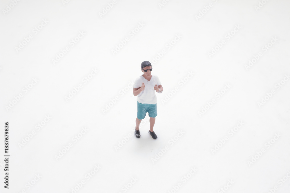 Man Standing Alone on a Minimalist White Background Man Standing Alone on a Minimalist White Background
